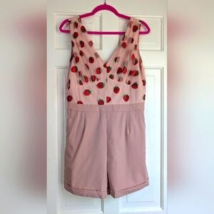 Strawberry Embroidered Retro Romper